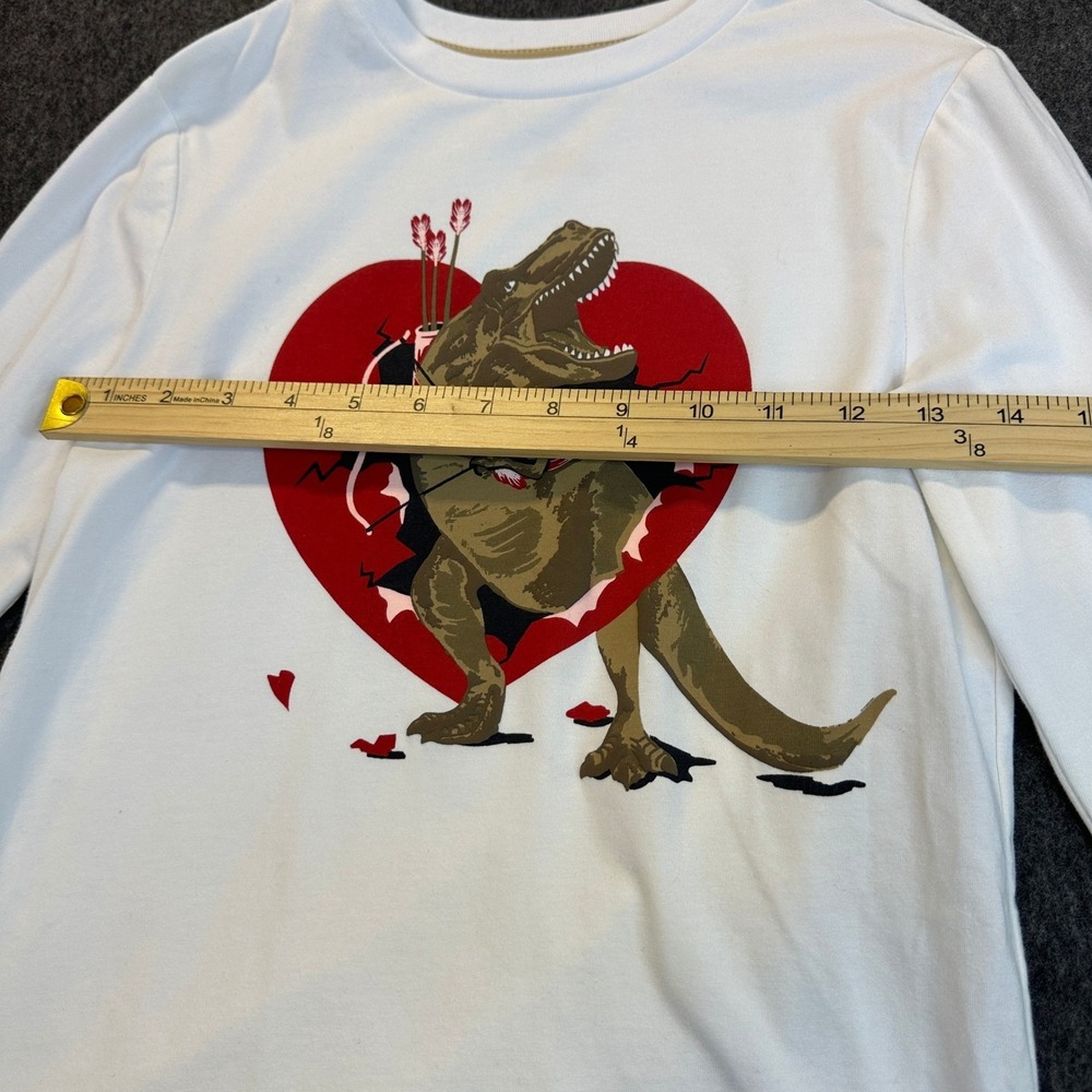 NEW Tommy Bahama Kids White Cupid T-Rex Heart LS Dinosaur Graphic Tee Size M 7/8 - Picture 6 of 12
